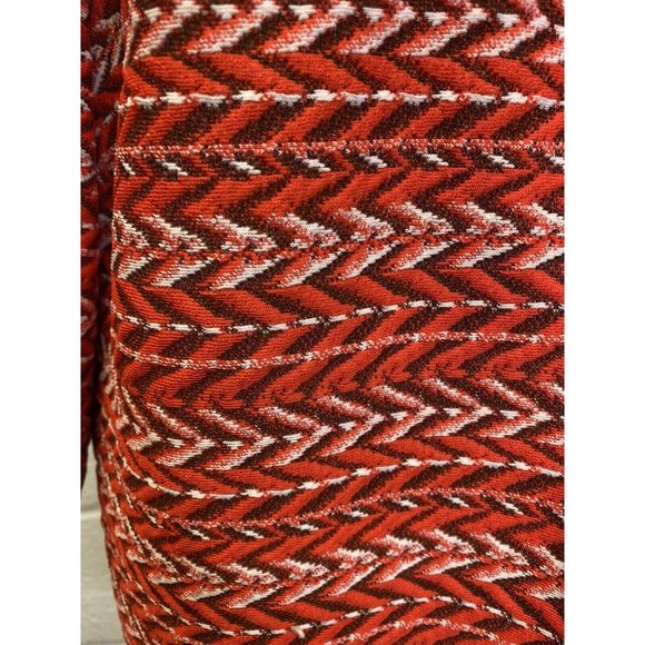VTG Amy Adams Knits Womens Jacket 70s Boho Swing Collar Red Chevron Medium - Picture 3 of 11